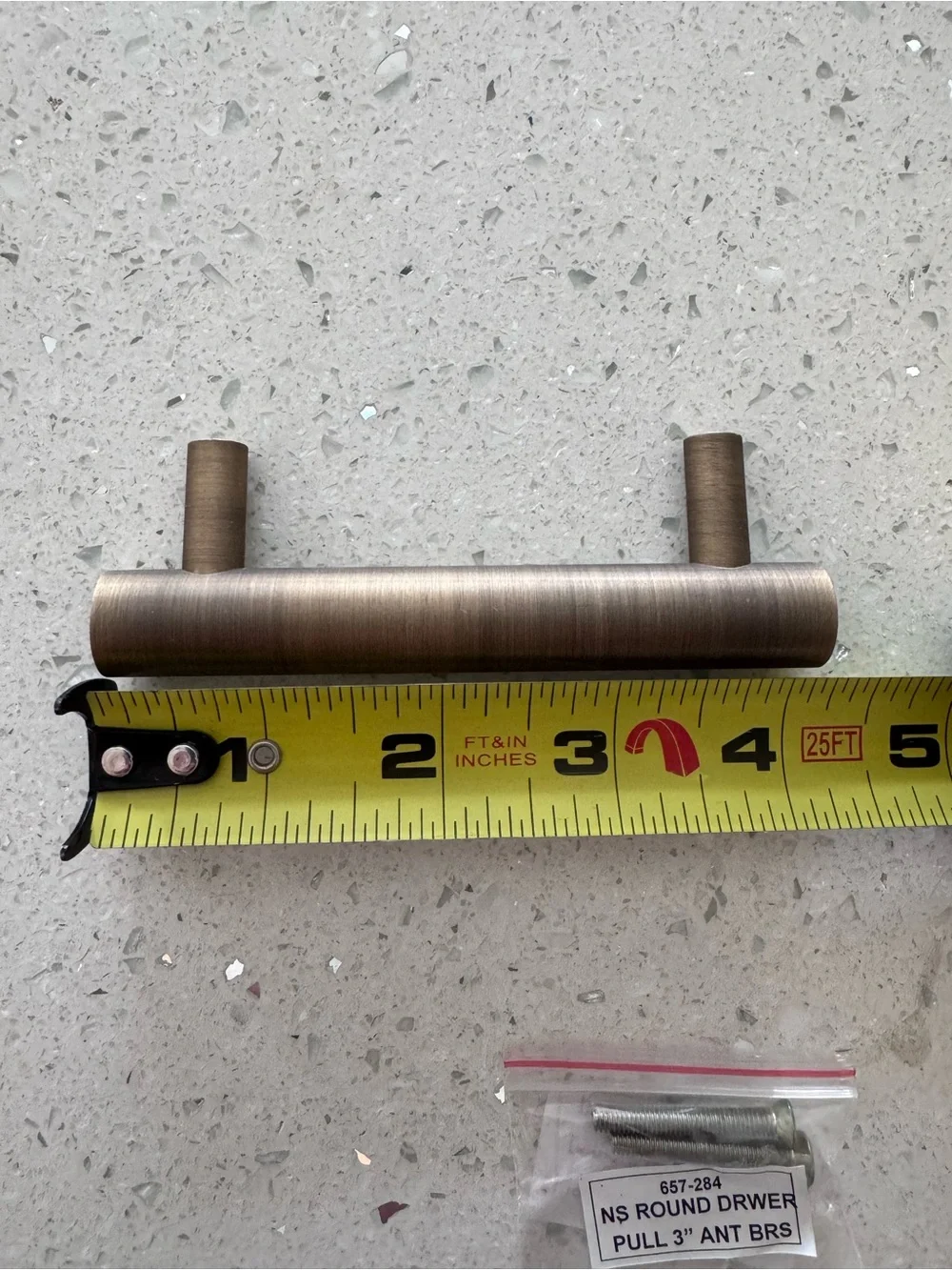 Round 3” Antique Brass Bar Pull